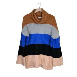 Altar'd State Women's XS Oversized Cowl Neck Colorblock Striped Sweater